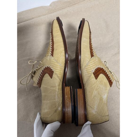 David Eden Shoes Mens Size 9 Tan Brown Genuine Lizard Crocodile Handmade Oxford main image 8